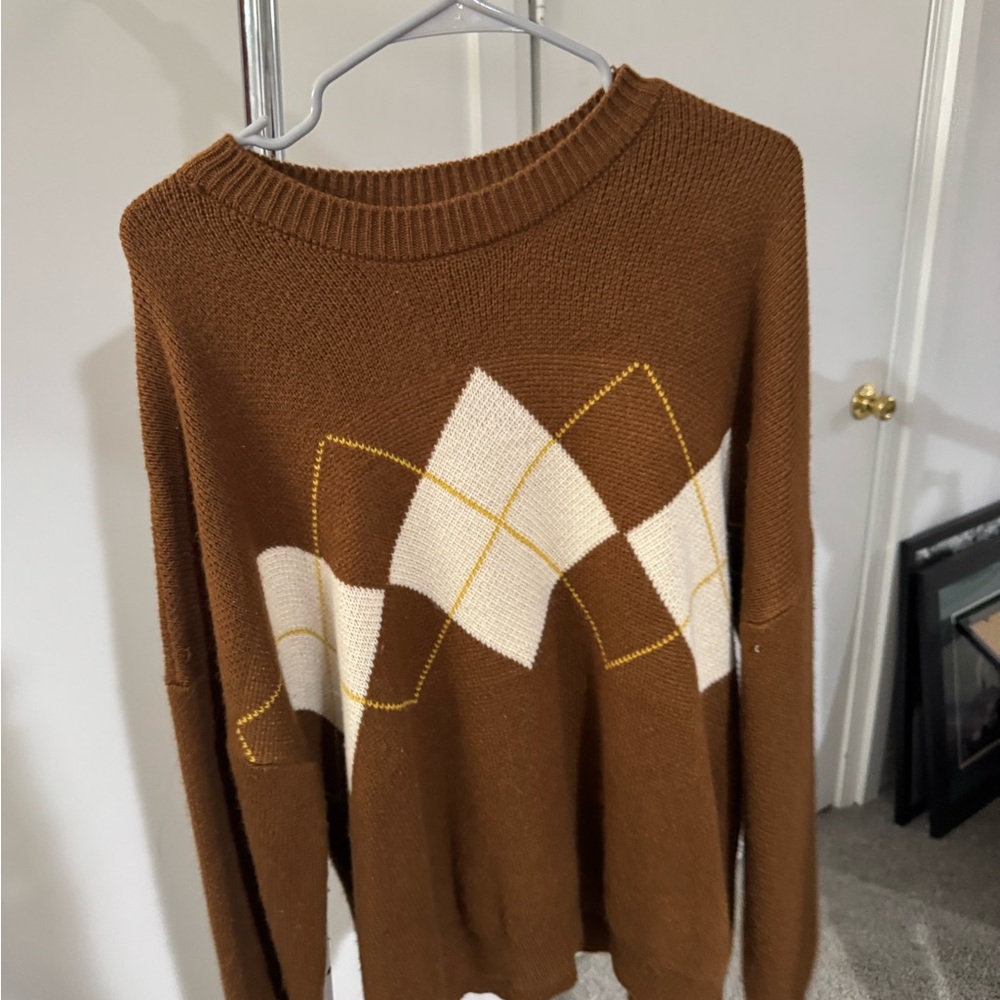 Brown Argyle Sweater